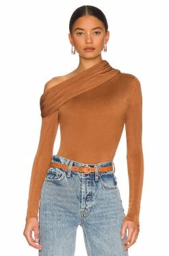Buy 🌟 Camila Coelho Tops Camila Coelho Cory Bodysuit In Chestnut Brown ❤️