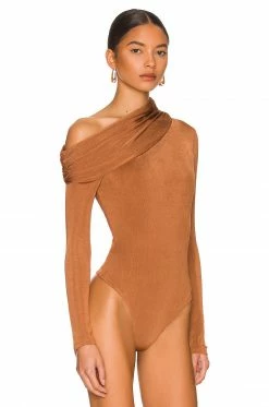 Buy 🌟 Camila Coelho Tops Camila Coelho Cory Bodysuit In Chestnut Brown ❤️ -Camila Coelho Sales COEL WS206 V3