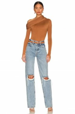 Buy 🌟 Camila Coelho Tops Camila Coelho Cory Bodysuit In Chestnut Brown ❤️ -Camila Coelho Sales COEL WS206 V5