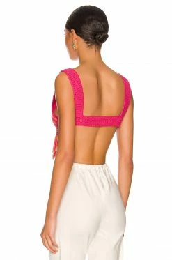 Brand new 👍 Camila Coelho Tops Camila Coelho Mira Hand Crochet Fringe Top In Raspberry & Orange 💯 -Camila Coelho Sales COEL WS207 V3