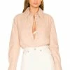 Cheapest 👍 Camila Coelho Tops Camila Coelho Louie Leather Button Down In Nude 🧨