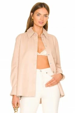 Cheapest ๐ Camila Coelho Tops Camila Coelho Louie Leather Button Down In Nude ๐งจ 8 Cheapest ๐ Camila Coelho Tops Camila Coelho Louie Leather Button Down In Nude ๐งจ -Camila Coelho Sales COEL WS211 V2