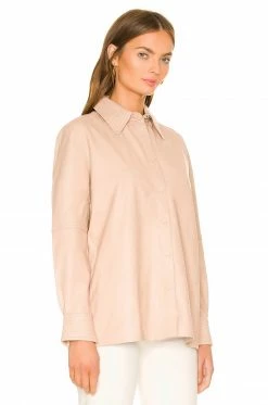 Cheapest ๐ Camila Coelho Tops Camila Coelho Louie Leather Button Down In Nude ๐งจ 9 Cheapest ๐ Camila Coelho Tops Camila Coelho Louie Leather Button Down In Nude ๐งจ -Camila Coelho Sales COEL WS211 V3