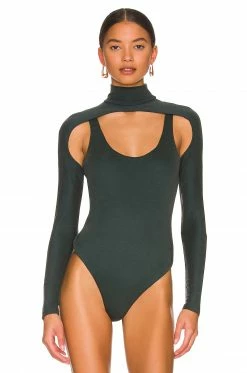 Discount ✔️ Camila Coelho Tops Camila Coelho Mabel Bodysuit In Emerald Green 👏 -Camila Coelho Sales COEL WS215 V2