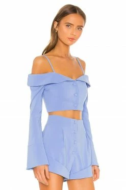 Discount 🧨 Camila Coelho Tops Camila Coelho Paulina Top In Periwinkle Blue 🤩 -Camila Coelho Sales COEL WS70 V2