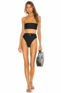 Promo 🌟 Camila Coelho 🩱 Swimsuits & Cover-Ups Camila Coelho Catarina Top In Black & Gold ❤️ -Camila Coelho Sales COEL WX11 V4
