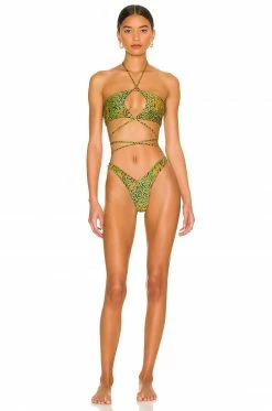 Outlet 😉 Camila Coelho 🩱 Swimsuits & Cover-Ups Camila Coelho Azaria Bottom In Jungle Green Leopard 😀 -Camila Coelho Sales COEL WX128 V4