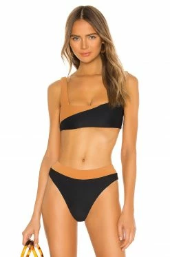 Hot Sale 🥰 Camila Coelho 🩱 Swimsuits & Cover-Ups Camila Coelho Santos Top In Black & Camel 👏