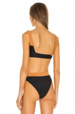 Hot Sale 🥰 Camila Coelho 🩱 Swimsuits & Cover-Ups Camila Coelho Santos Top In Black & Camel 👏 -Camila Coelho Sales COEL WX13 V3