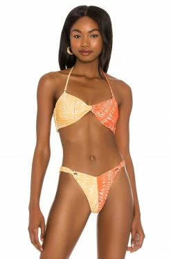 Flash Sale 🧨 Camila Coelho 🩱 Swimsuits & Cover-Ups Camila Coelho Neves Top In Orange & Yellow In Orange & Yellow Palm ⭐ -Camila Coelho Sales COEL WX66 V2