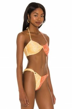 Flash Sale 🧨 Camila Coelho 🩱 Swimsuits & Cover-Ups Camila Coelho Neves Top In Orange & Yellow In Orange & Yellow Palm ⭐ -Camila Coelho Sales COEL WX66 V3