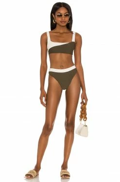 Brand new 🎉 Camila Coelho 🩱 Swimsuits & Cover-Ups Camila Coelho Santos Top In Ivory & Sage 🔥 -Camila Coelho Sales COEL WX68 V4